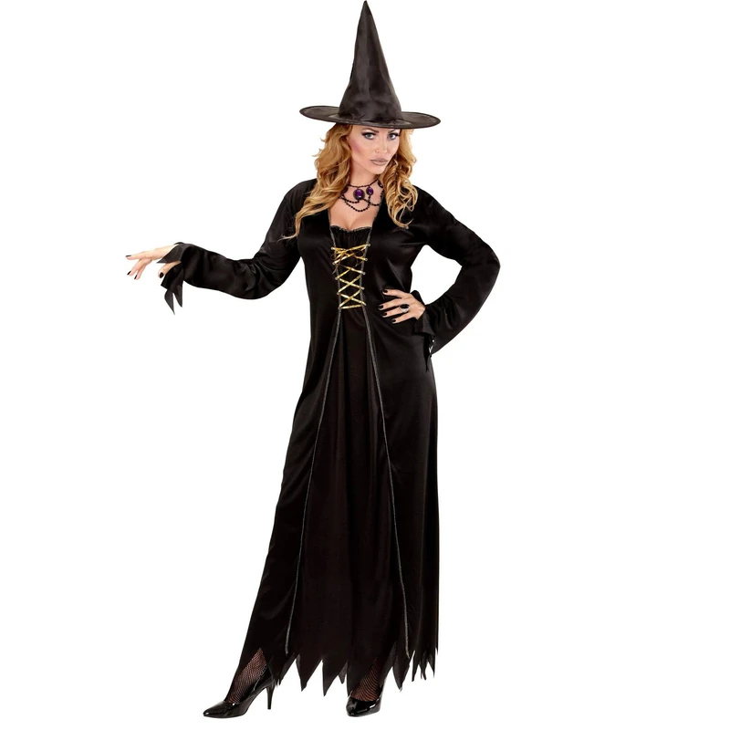 W WIDMANN MILANO Party Fashion - Witch Costume Dress and Hat Magician Fairy Tale Halloween Fancy Dress Costumes