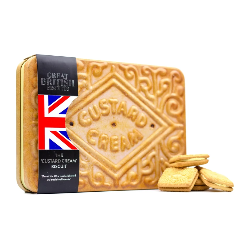 Giant Custard Creams Biscuit Tin - Novelty British Biscuits Gift Set, Family Sharing Box with Luxury Custard Cream Treats - Mothers Day Biscuits, Large Hamper Tins, Gifts for Mum, 450g