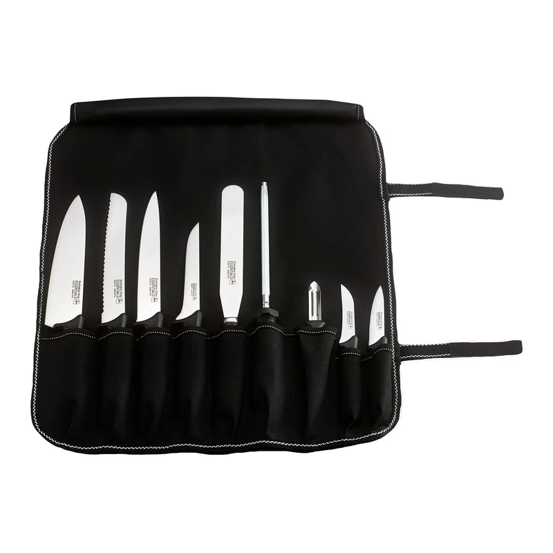 Rockingham Forge Essentials Professional Chef’s Knife Set – Contains 9 Kitchen Knives and 1 Knife Case,Black,CS-8007/10