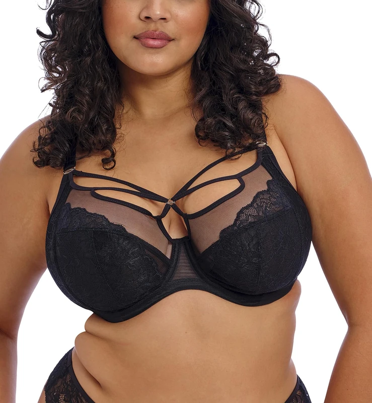 Elomi Women's Brianna Strappy Underwire Plunge Bra, Black, 34F