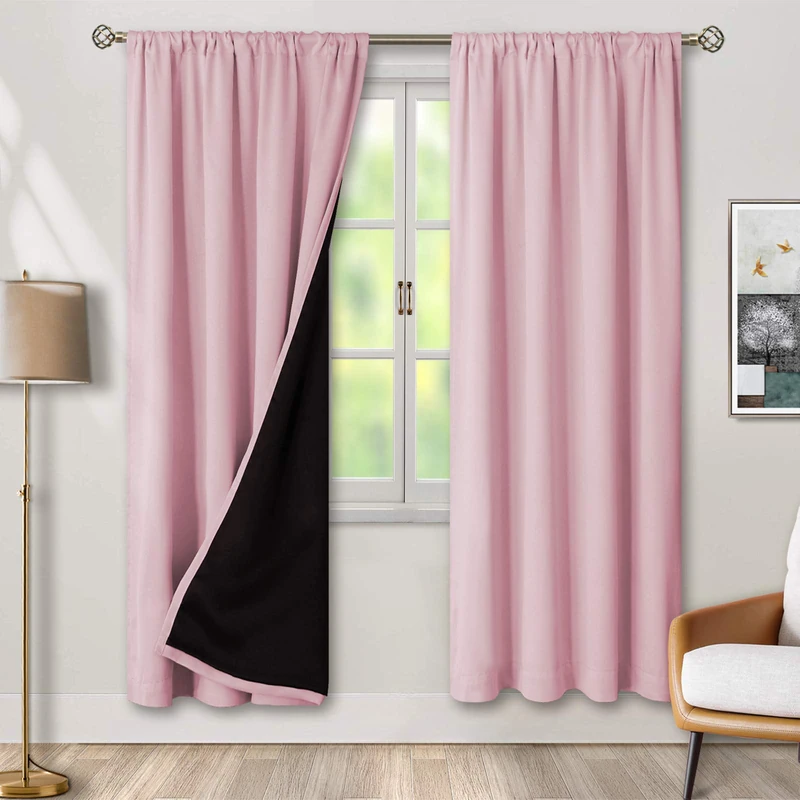 BGment Pink Blackout Curtains for Nursery, 2 Panels Set, Kids Curtains, Thermal Insulated and Noise Canceling, Full Black Out, Girls Baby Room, 84 Inch Length, Each, 52 Inch Wide