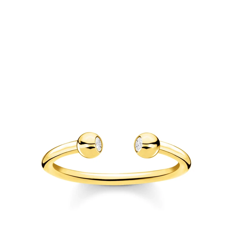 THOMAS SABO Women's Ring 925 Sterling Silver 750 Yellow Gold Plated, 52, Precious metal, Cubic Zirconia