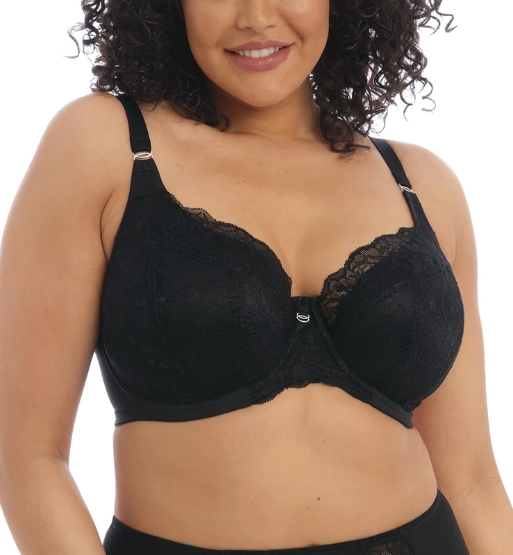 Elomi Women's Brianna Underwire Padded Half Cup Plunge Bra, Black, 38F