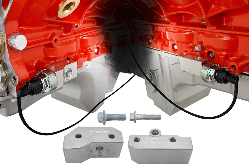 ICT Billet LS Gen III Knock Sensor Relocation Brackets Billet Aluminum Compatible with GM LS Gen 3 Engines LS1 LM7 LR4 LQ4 LS6 L59 LQ9 LM4 551216-KN30