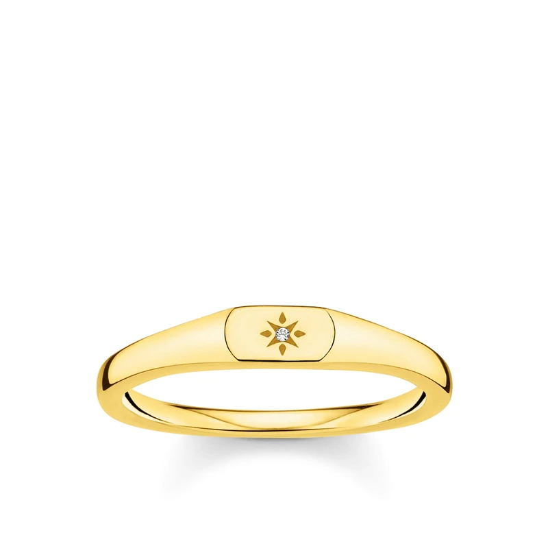 Thomas Sabo Women Ring Star Gold 925 Sterling Silver, 18K Yellow Gold Plating TR2314-414-14