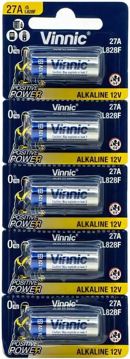 Vinnic Blister of 5 27A Alkaline 12V L828f L828f Batteries
