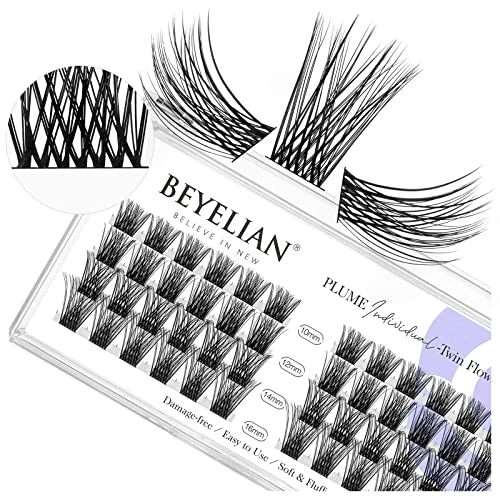 BEYELIAN Cluster Lashes, C Curl Individual Lashes, Cluster Eyelash Extensions 48 Pcs (Twin Flowers) - Image 1