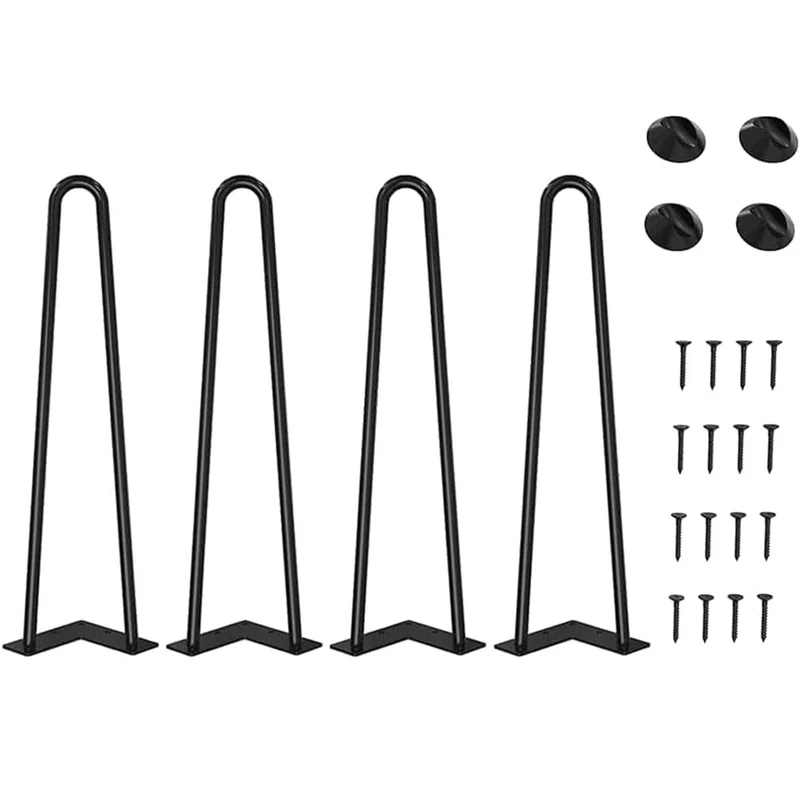 WINSOON 41cm Hairpin Table Legs 4PCS Max Support 450lbs with Protector Feet Mid-Century Modern Style for Furniture Legs, Coffee Table Legs, Bench Leg, Chair Leg