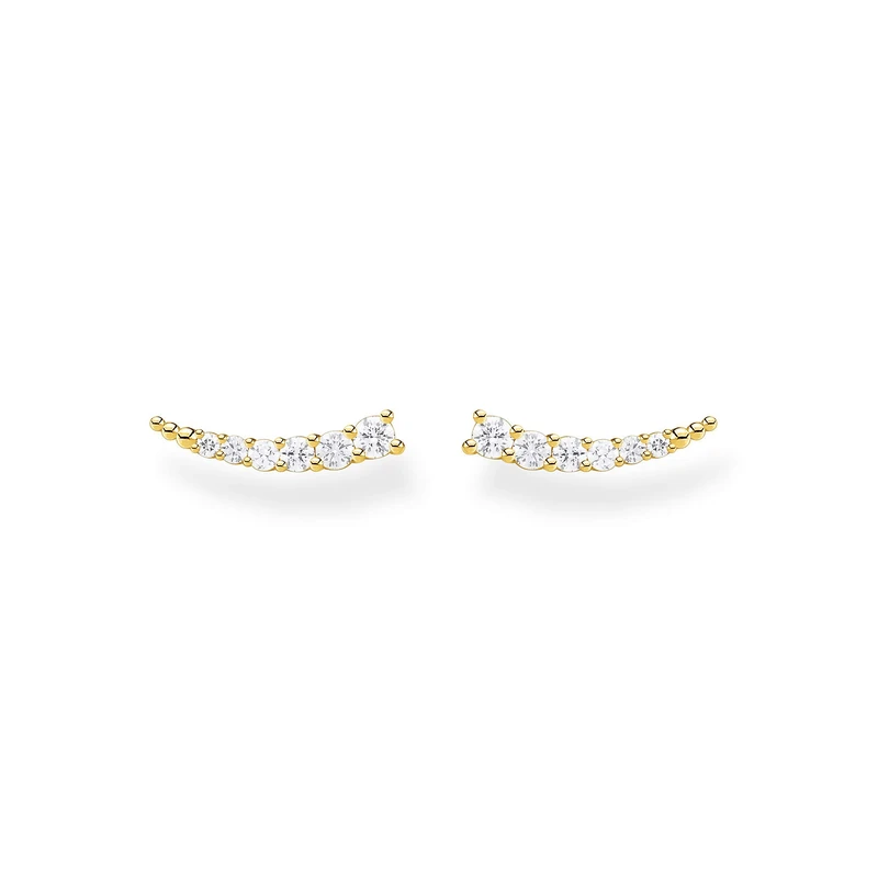THOMAS SABO Ear climber white Stones gold 925 Sterling Silver, 18k Yellow Gold Plating