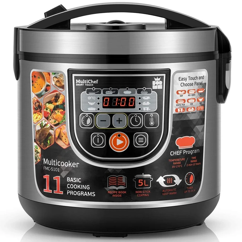 Forme Electric Rice Cooker with 11 Programmes 5L 860W LED Panel Time Control Warming Function Multicooker