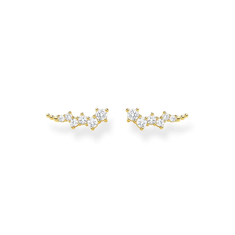 THOMAS SABO Ear climber white Stones gold 925 Sterling Silver, 18k Yellow Gold Plating