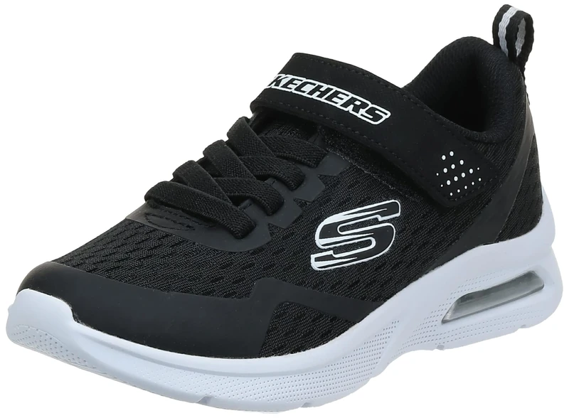 Skechers Boy's Microspec Max Torvix Sneakers, Black Textile/ Black & White Trim, 2 UK Child
