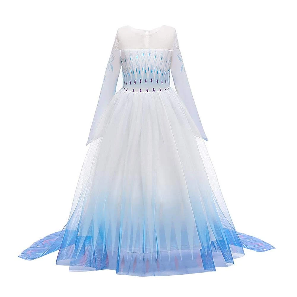 IWEMEK Girls Elsa 2 Dress Princess Costume Ice Snow Queen Fancy Dress Up Snowflake Tulle Gown Kids Cosplay Birthday Halloween Party Christmas Carnival Costumes B - Blue 02 13-14 Years