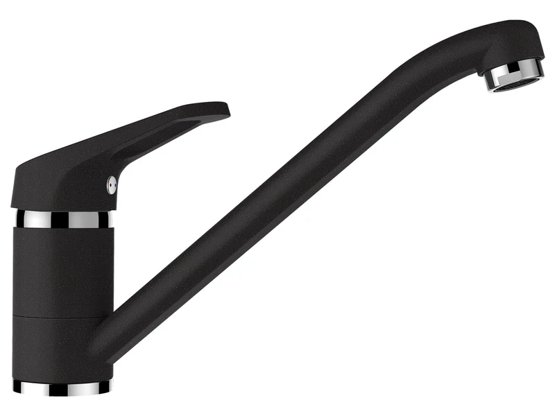 SCHOCK® Cosmo Nero Kitchen Tap I High Pressure Single Lever Mixer Tap with Fixed Spout I 360° Swivelling I Space-Saving Design I Extra Strong Water Flow I 165 mm Height - Image 1