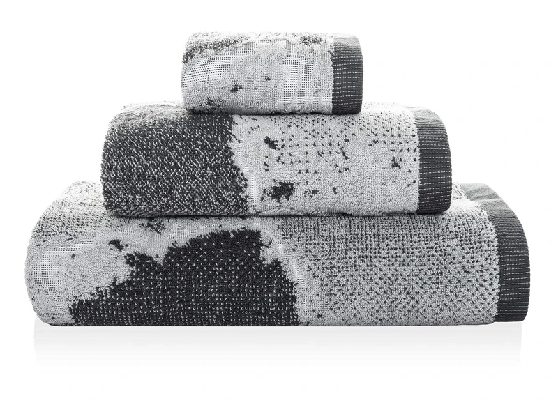 Sorema Hand Towel Set 30 x 50 50 x 100 70 x 140 cm Grey Dark Grey Marble