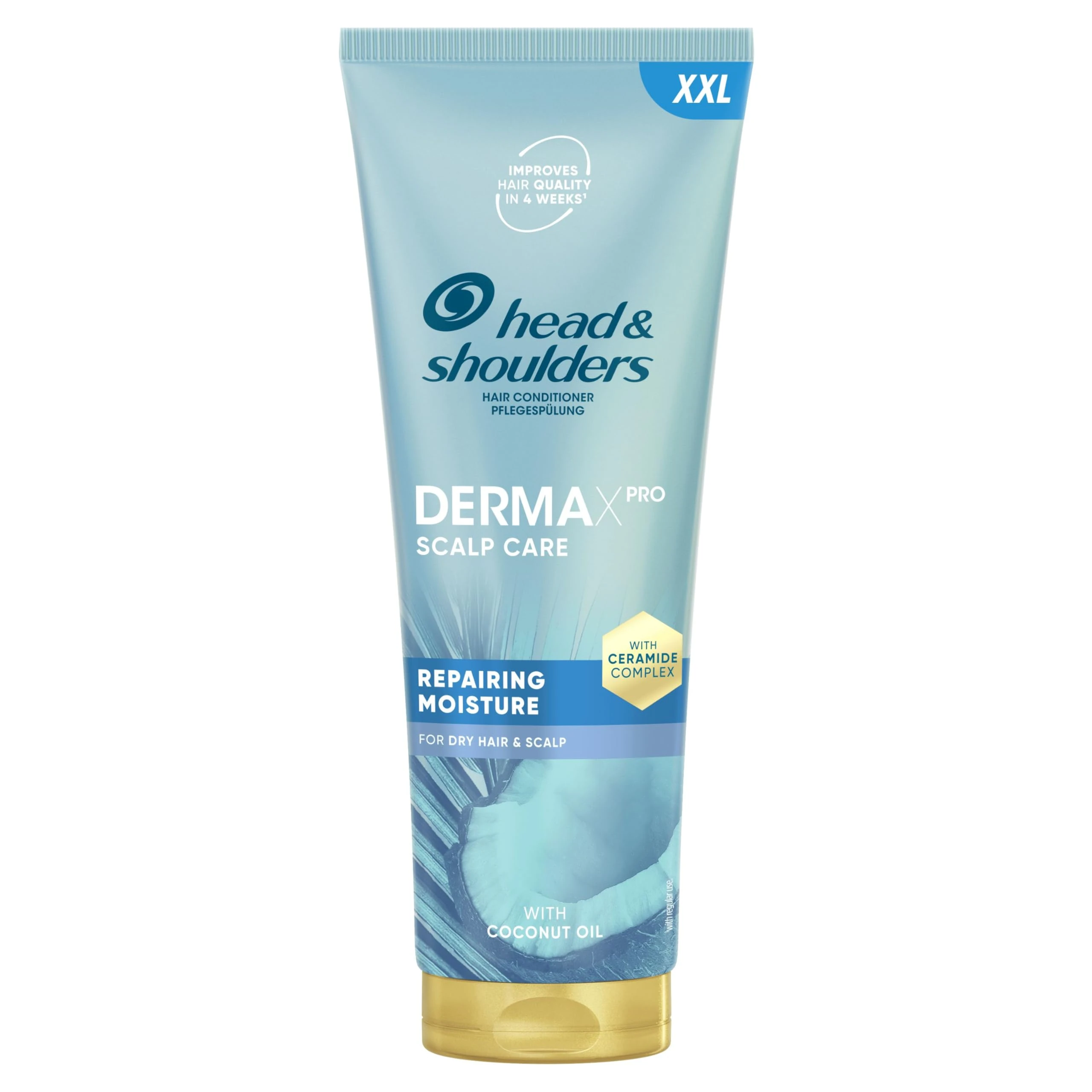Head & Shoulders DermaXPro Repairing Moisture Lightweight Conditioner 350ml with Coconut Oil and Ceramide Complex for Dry Scalp. Helps Reinforce Skin Barrier for Moisturised, Flake-Free Hair