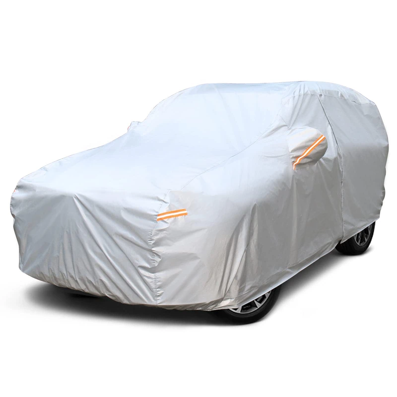 SEAZEN 6 Layers Car Cover Waterproof Breathable, Outdoor Car Covers Automobiles with Zipper Door， For Rain Dust Sun UV All Weather Waterproof Protection Fit Suv Jeep 445cmx183cmx143cm