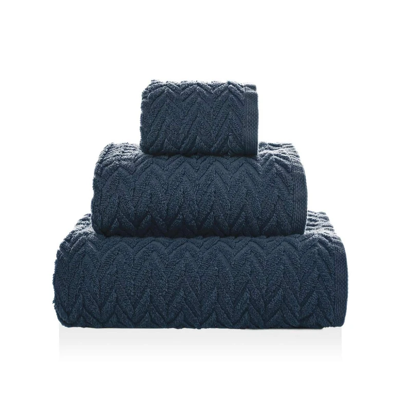 Sorema Hand Towel Set 30 x 50 50 x 100 70 x 140 Dark Blue Chevron