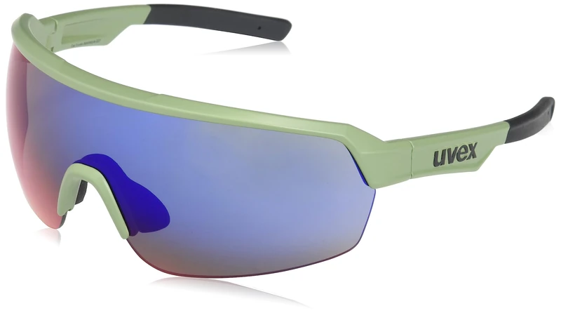 uvex Sportstyle 227 - Sports Sunglasses for Men and Women - Anti-Fog Technology - Mirrored Lenses - Olive Matt/Mirror Red - One Size