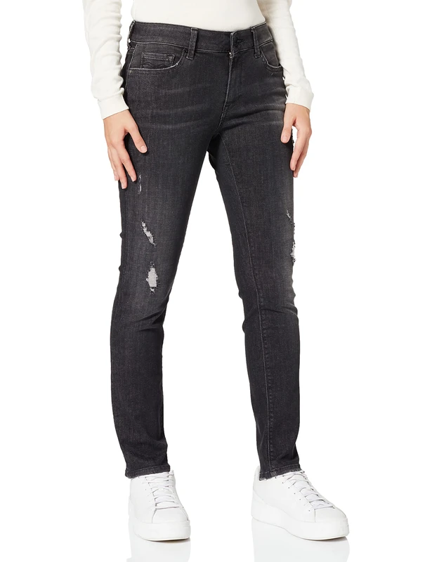 REPLAY Women's New Luz Jeans, 097 Dark Grey, 24W / 28L