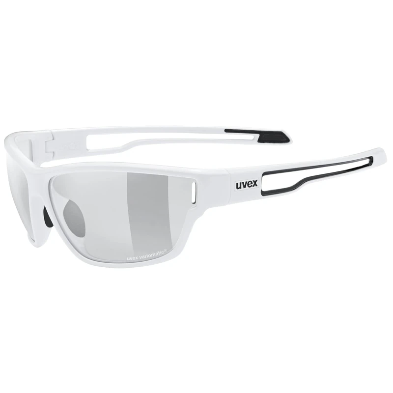 Uvex Sportstyle 806 V - Outdoor Glasses for Men and Women - Self-Tinting Lenses - Anti-Fog Technology - White/Smoke - One Size