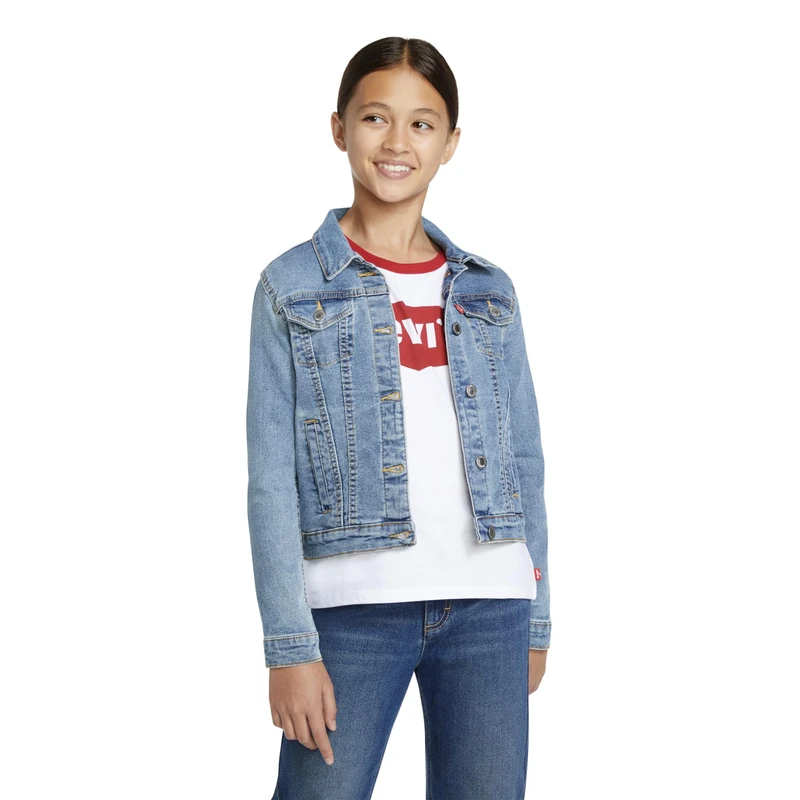 Levi's Kids Stretch Trucker Jacket Girls, Blue, 5 Years