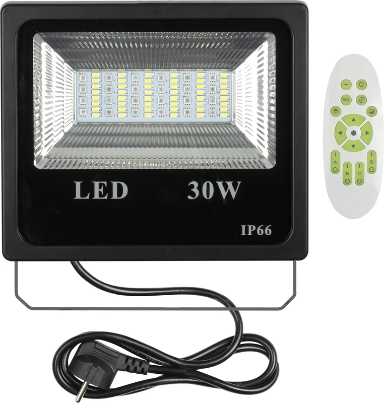 DEBFLEX 600491 Site Floodlight LED Work Light-30W Wired Spotlight with Telecomm and RGB, One Size