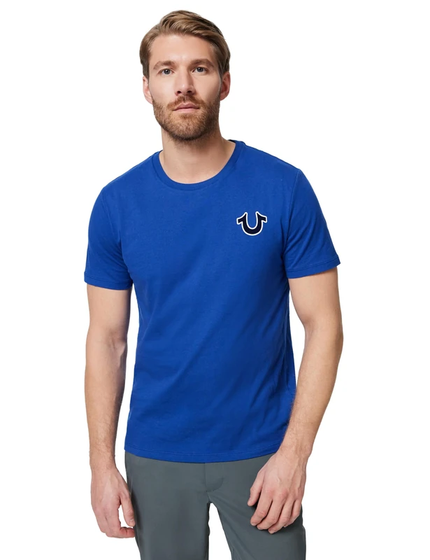 True Religion Men's Buddha Logo Crew Neck Tee, Cobalt, S
