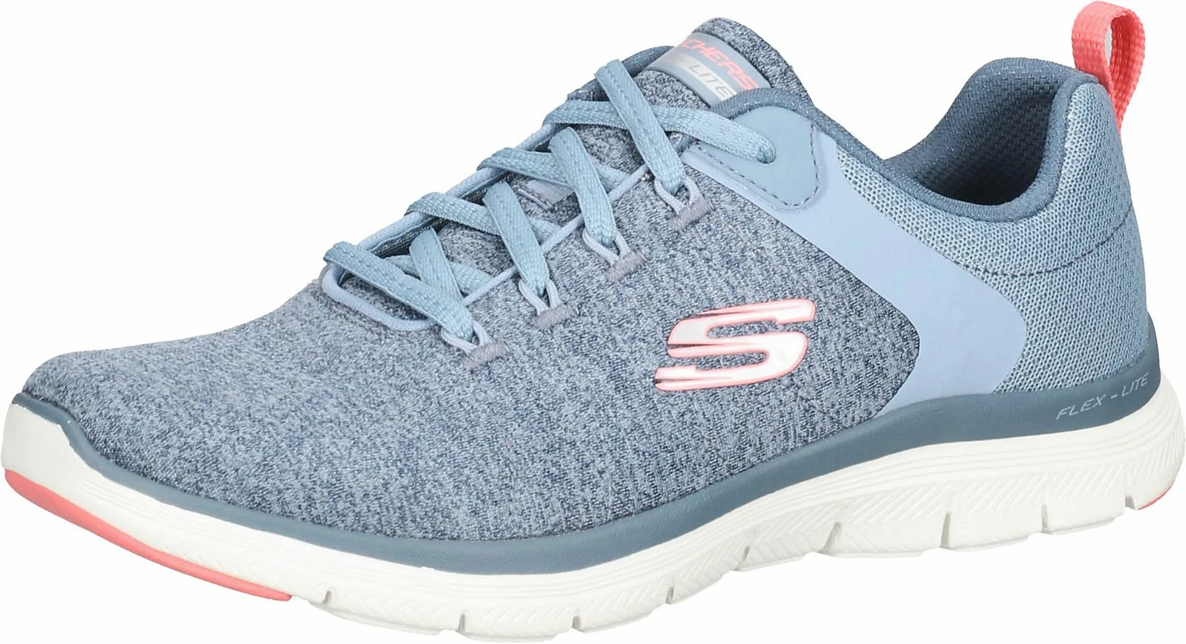 Skechers Women's Flex Appeal 4.0 Low-Top Trainers,Slate Knit/Mesh/Pink Trim,3 UK