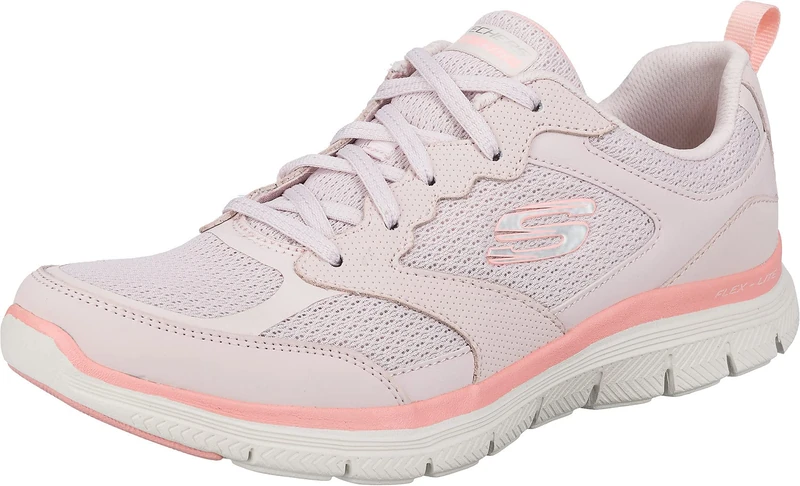 Skechers Women's Flex Appeal 4.0 Active Flow Sneaker,Lt.pink Leather/Mesh/Trim, 2 UK