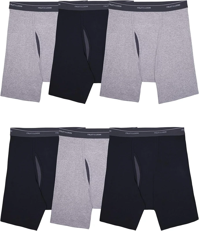 Fruit of the Loom Men's Coolzone (Assorted Colors) Boxer Briefs, 6 Pack - Black/Gray, XL UK