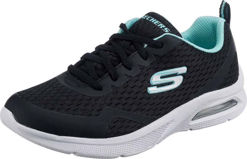 Skechers Girls Microspec Max Electric Jumps Sneaker, Black Mesh, 11 UK