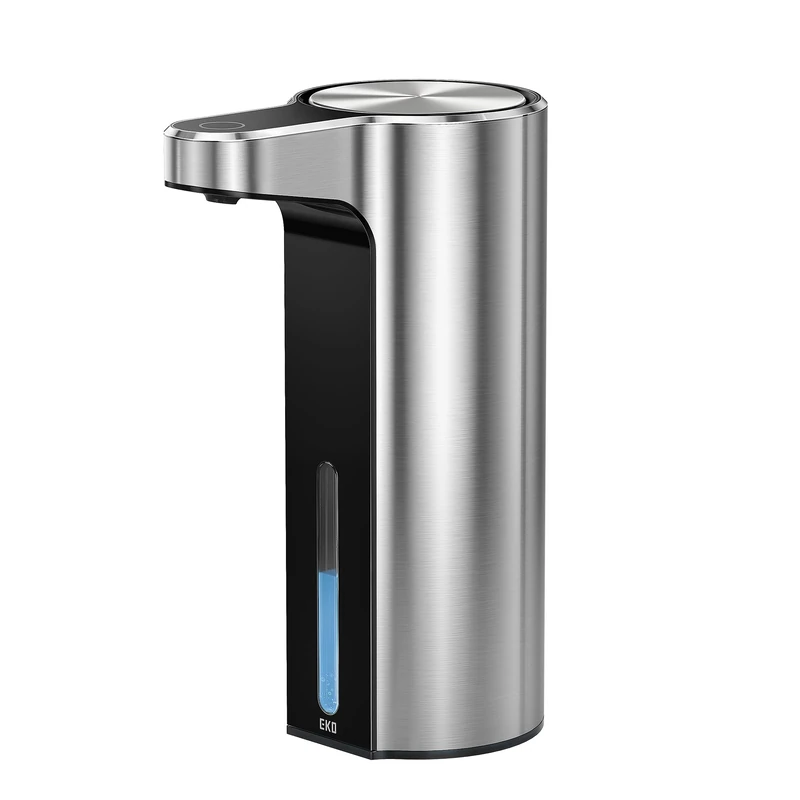 EKO Aroma Automatic Soap Dispenser - Motion Sensor, USB Rechargeable, No-drip Valve, Refillable, Transparent Window to Monitor Liquid Soap Levels, 250ml (Steel Grey)