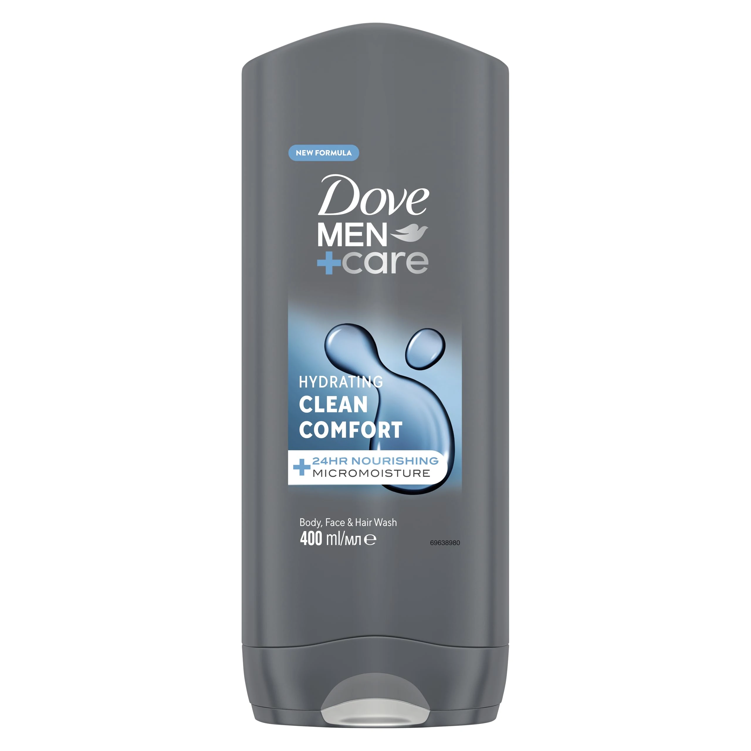 Dove Men+Care Hydrating Clean Comfort Men's 3-in-1 Hair, Face and Body Wash Body Cleanser shower gel with 24 hour nourishing MicroMoisture technology for relaxed and re-energised skin 400 ml