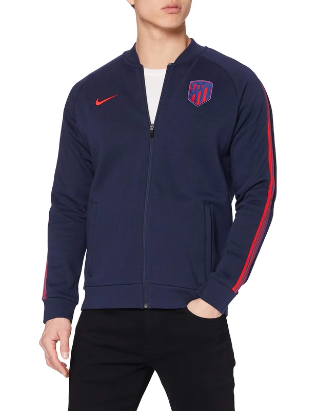 Nike ATM M Nk GFA Flc TRK JKT Sport Jacket - Obsidian/Sport Red/(Sport Red) (No Sponsor), X-Large