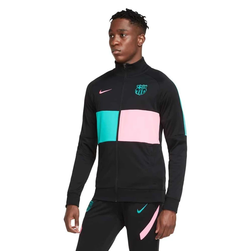Nike Fcb M Nk I96 Anthm TRK JKT Cl Sport Jacket - Black/Pink Beam/New Green/(Pink Beam) (No Spon-3RD), XX-Large