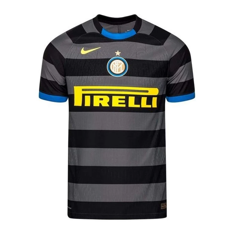 Nike INTER M Vapor MTCH Jsy Ss 3R T-Shirt - Dark Grey/(Tour Yellow) (Full Sponsor), Large