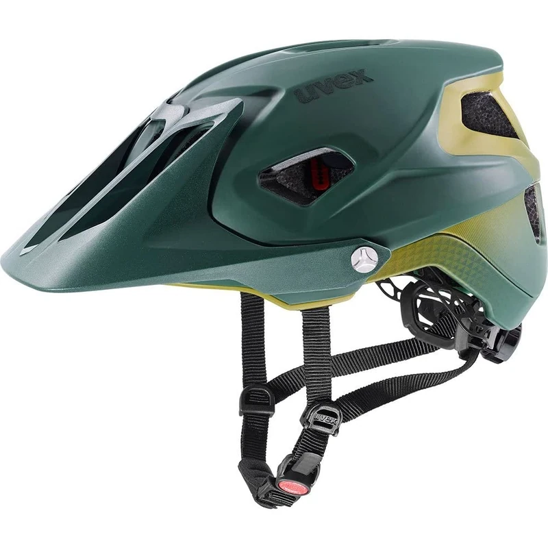 uvex Quatro Integrale Tocsen - Extremely Lightweight Mountain Bike Helmet for Men & Women - incl. Tocsen Crash Sensor - Individual Fit - Forest - Mustard Matt - 52-57 cm