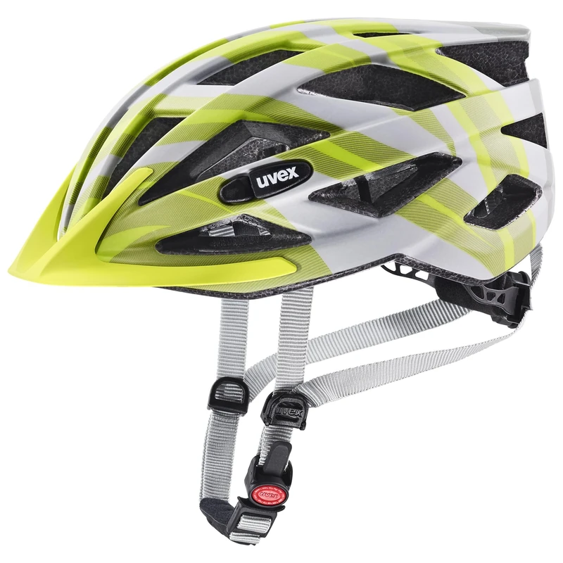 uvex air wing cc - lightweight all-round helmet for women and men - individually adjustable fit - expandable with LED light - grey - lime matt - 56-60 cm