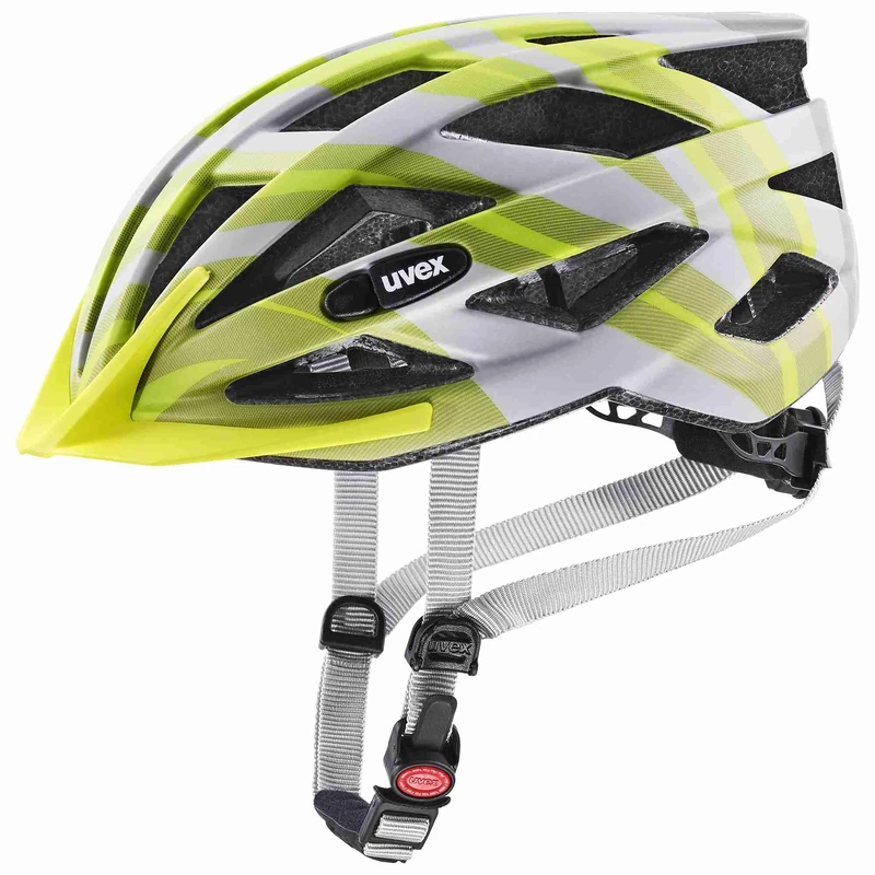 uvex air wing cc - lightweight all-round helmet for women and men - individually adjustable fit - expandable with LED light - grey - lime matt - 52-57 cm
