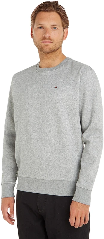 Tommy Jeans Men's Tjm Regular Fleece C Neck Dm0dm09591 Sweatshirts, Grey (Lt Grey Htr), XXL