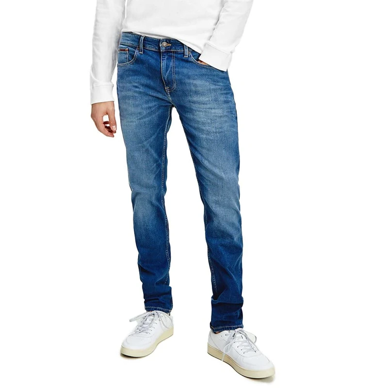 Tommy Jeans Men's Austin Slim Tapered Wmbs Denim Pants, Wilson Mid Blue Stretch, 31W / 34L