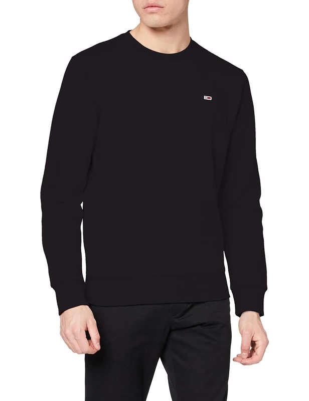 Tommy Jeans Men's Tjm Regular Fleece C Neck Dm0dm09591 Sweatshirts, Black (Black), XXS