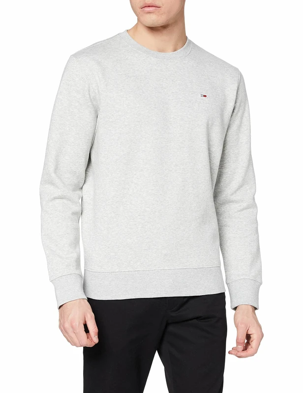 Tommy Jeans Men's Tjm Regular Fleece C Neck Dm0dm09591 Sweatshirts, Grey (Lt Grey Htr), L