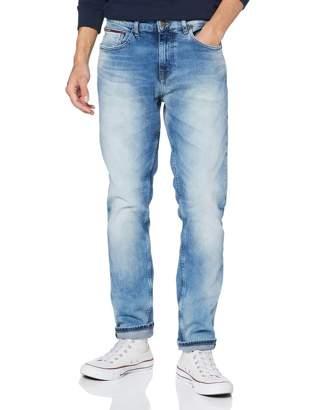Tommy Jeans Men's Austin Slim Tapered Wlbs Jeans, Wilson Light Blue Stretch, 38W / 32L