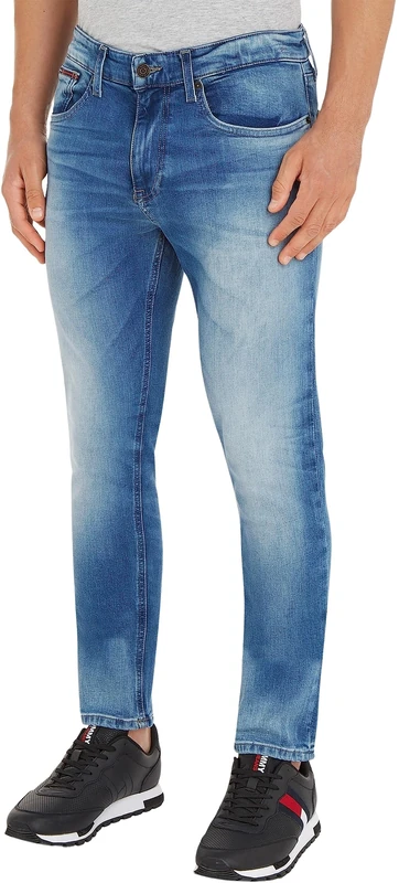 Tommy Jeans Men's Austin Slim Tapered Wlbs Jeans, Wilson Light Blue Stretch, 34W / 36L