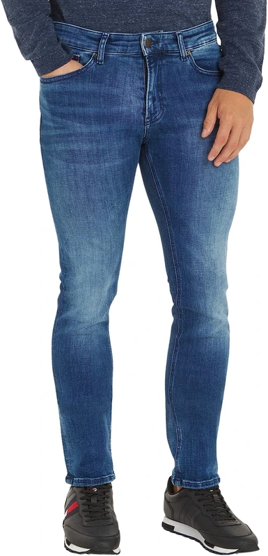 Tommy Jeans Men's Scanton Slim Dyjmb Jeans, Dynamic Jacob Mid Blue Stretch, 27W / 34L
