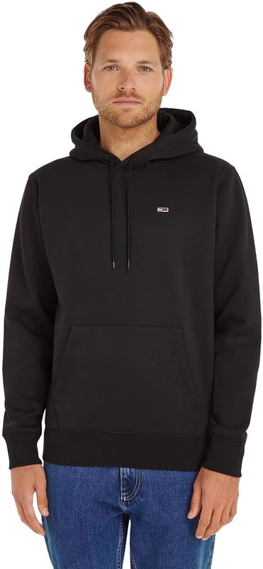 Tommy Jeans Men's Tjm Regular Fleece Hoodie Dm0dm09593 Hoodies, Black, XXS