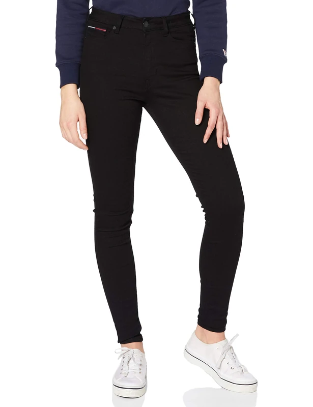 Tommy Jeans Women's Sylvia Hr Super Skny Stbks Dw0dw09218 Denim Pants, Blue (Staten Black Stretch), 24W / 30L