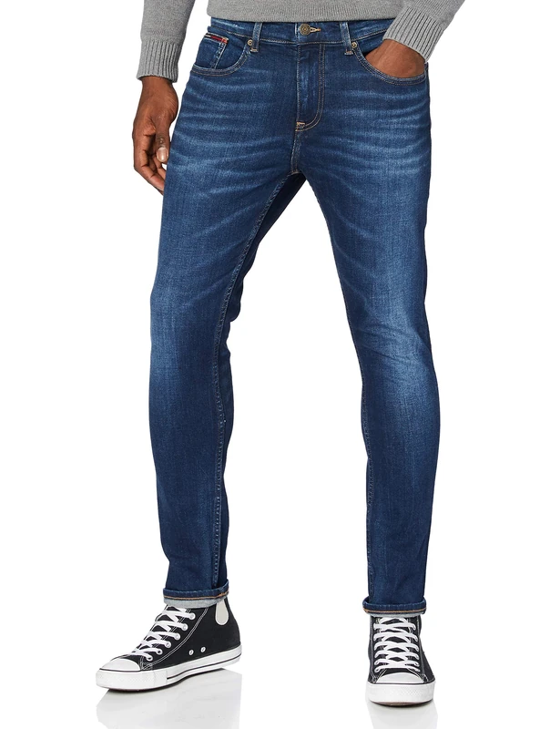 Tommy Jeans Men's Austin Slim Tapered Asdbs Jeans, Aspen Dark Blue Stretch, 36W / 30L